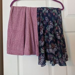Two Large Lularoe Skirts: Pink Azure and blue Lola